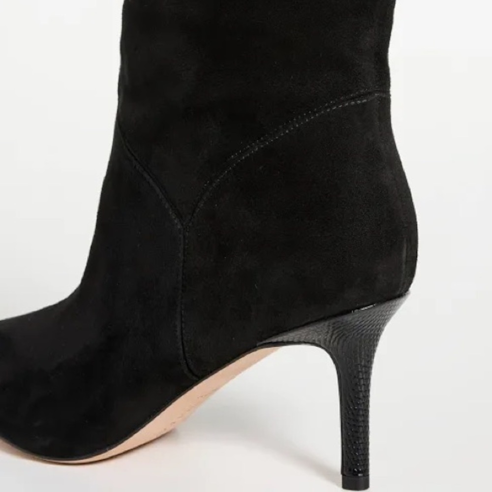 Veronica Beard Lexington Wide Calf Suede Stiletto Knee Boots Black NIB $695 6.5 - Picture 7 of 15